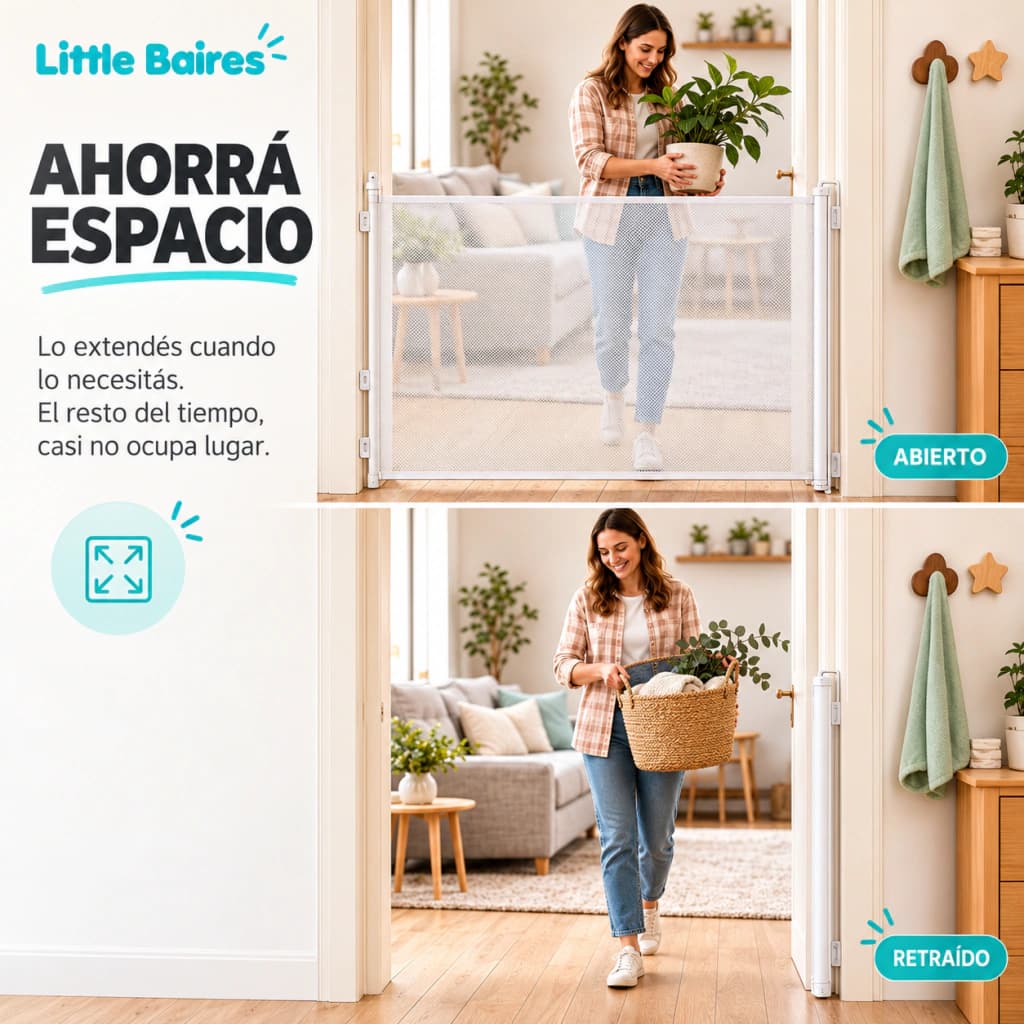 Separador De Ambientes Retráctil Barrera Divisoria División Inteligente 110x78 cm — Blanco
