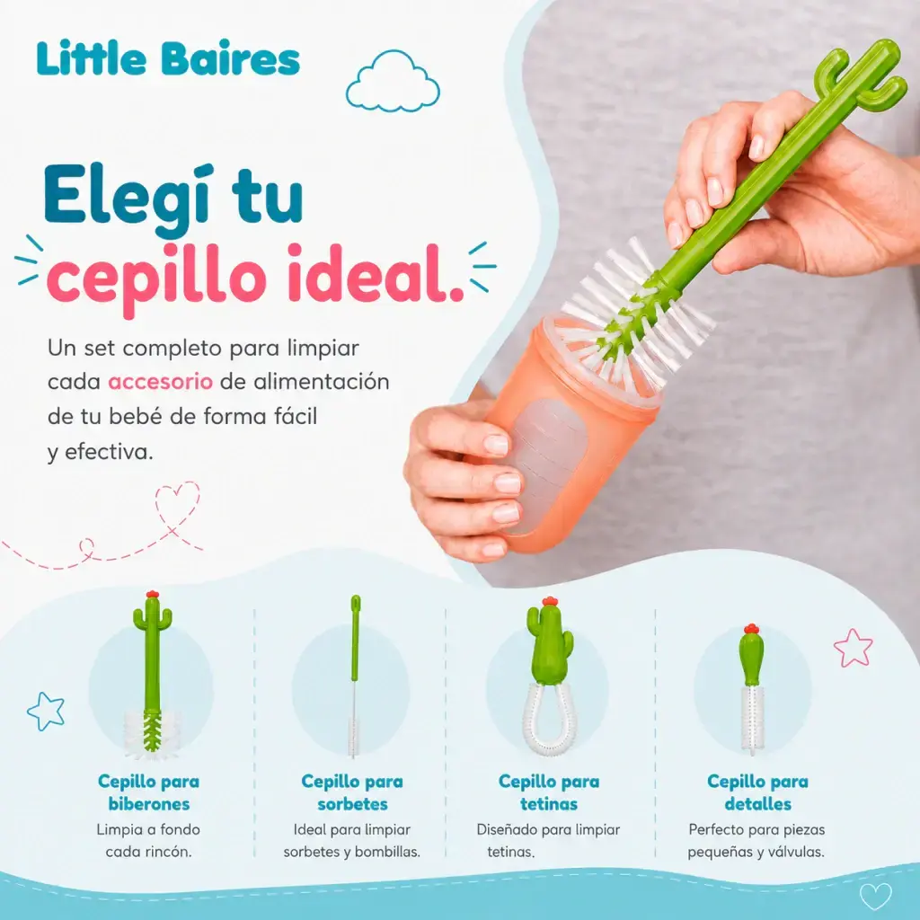 Practicuna Corralito Little Baires con Puerta Lateral + Set Cepillos Cactus