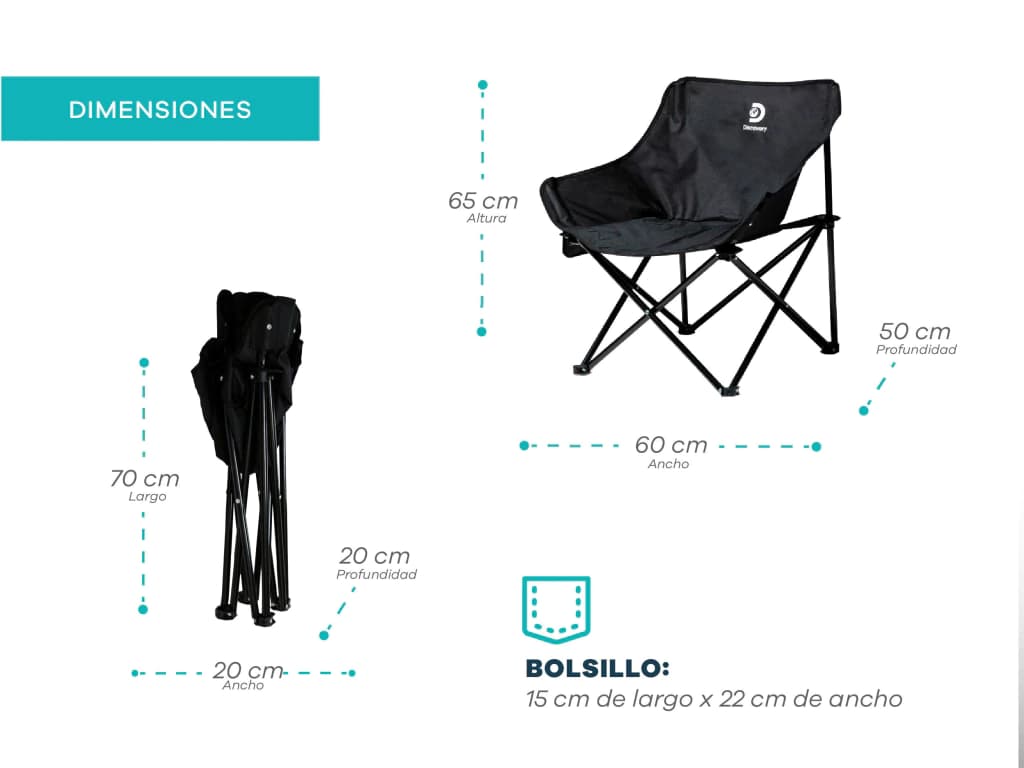 Silla Discovery Plegable de camping Diseño Director color Negro