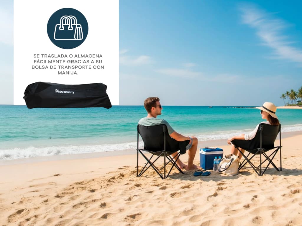 Silla Discovery Plegable de camping Diseño Director color Negro