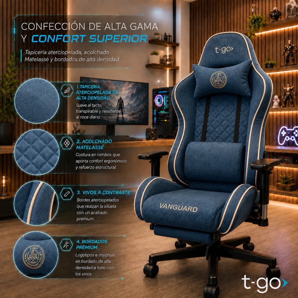 Sillas Gamer Vanguard T-go Ergonómica | Escritorio — Gris