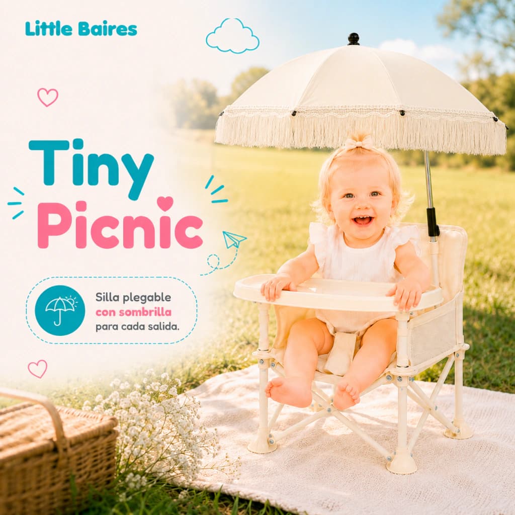 Silla de Comer Plegable para Bebé con Sombrilla | Little Baires