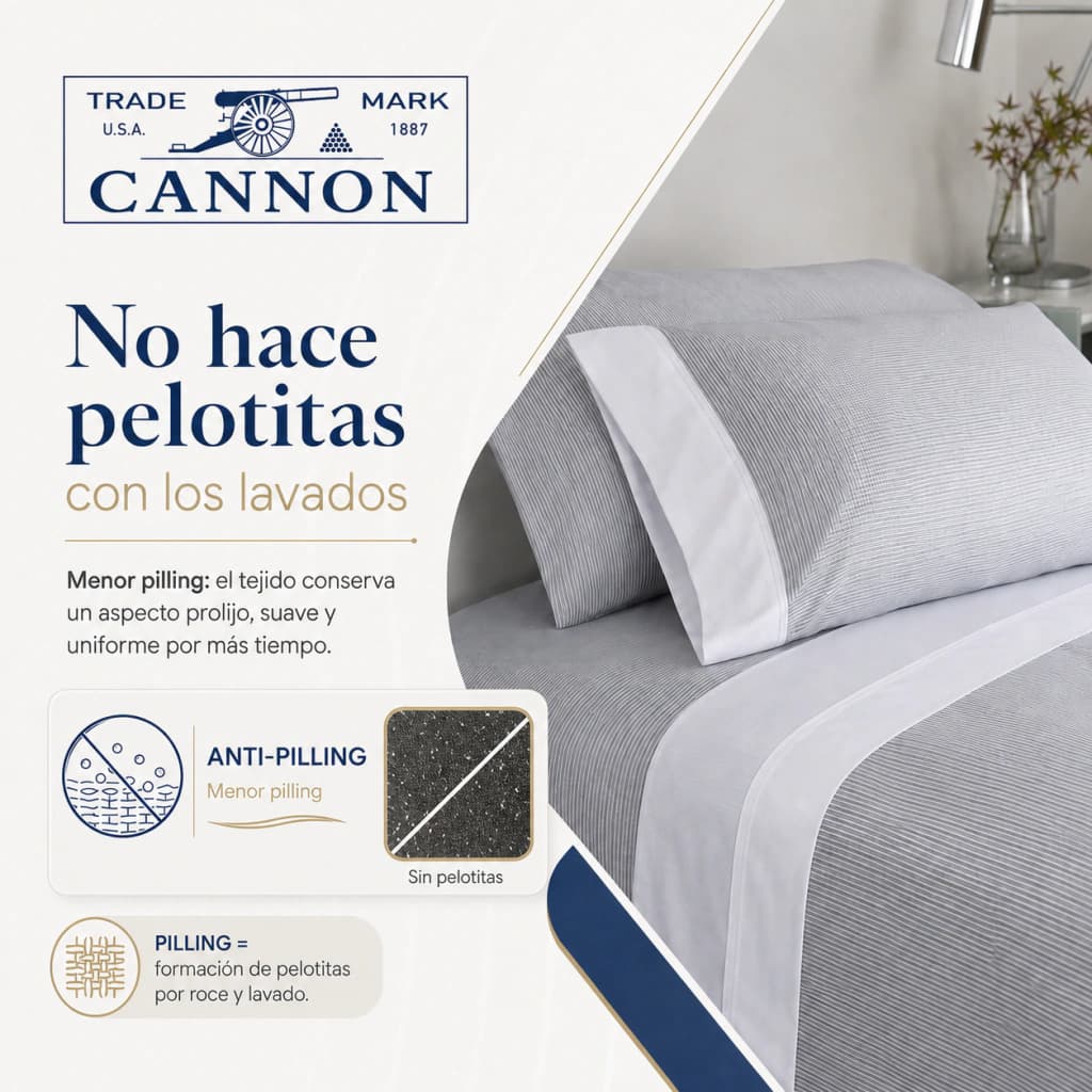 Juego de Sábanas Cannon Twin 1 1/2 Plazas | 100% Algodón | Cannon Fieldcrest — Gris