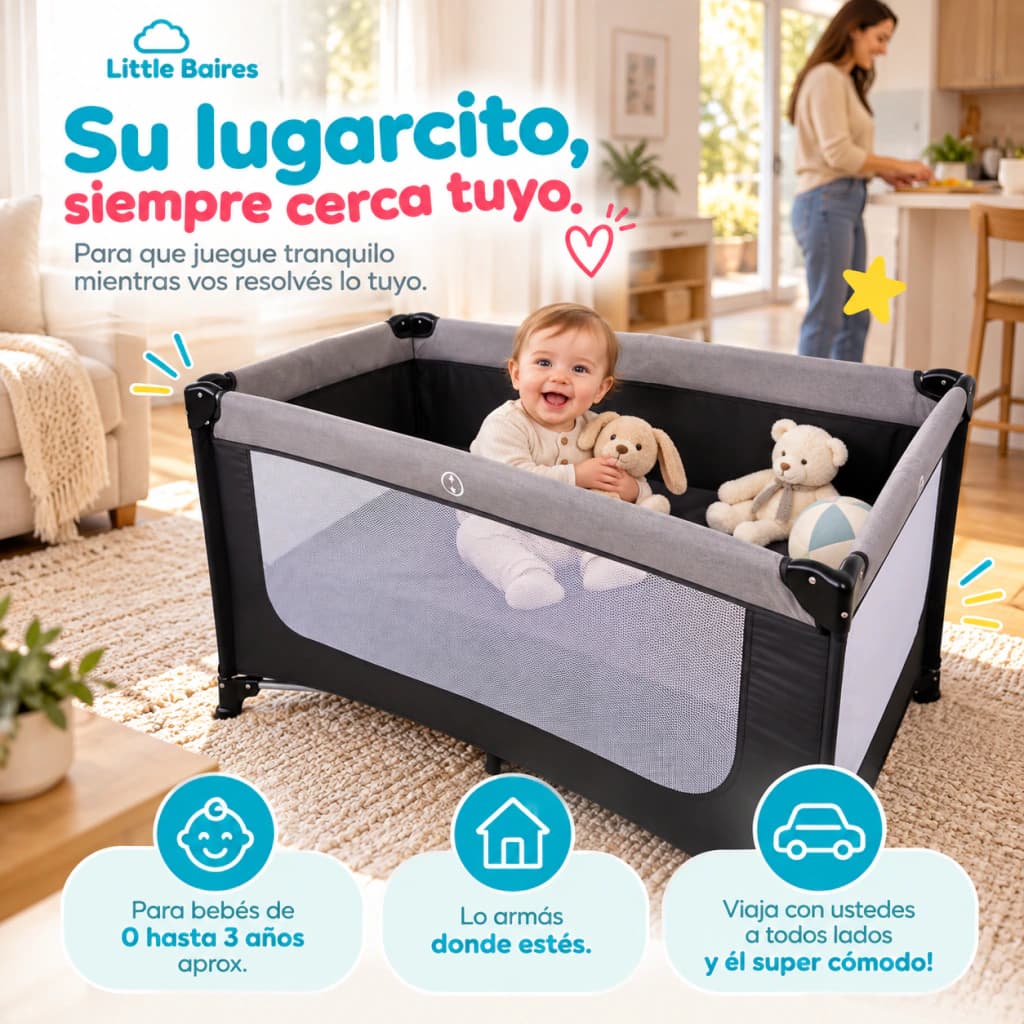Practicuna Plegable Cuna Corralito Portátil | Little Baires