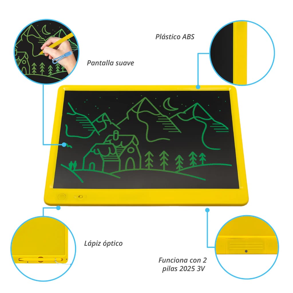 Pizarra Mágica Led T-go Tablero Dibujo Digital Para Niños 15 pulgadas — Negro