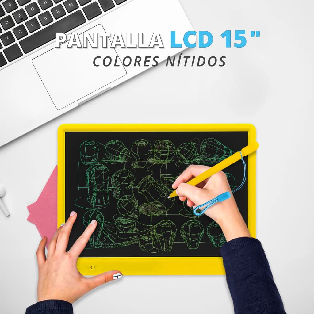 Pizarra Mágica Led T-go Tablero Dibujo Digital Para Niños 15 pulgadas — Negro