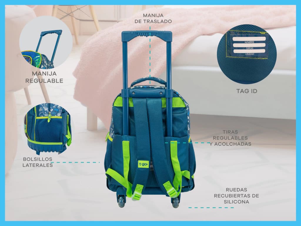 Mochila Escolar 18" Carrito Premium Rex | T-go