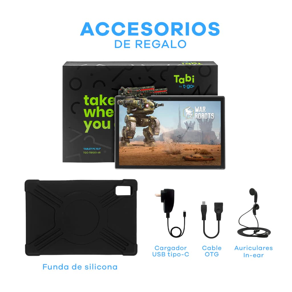 Tablet T-GO 10" Android 14 Case Metal + Funda Silicona y Accesorios | OUTLET — Gris Oscuro