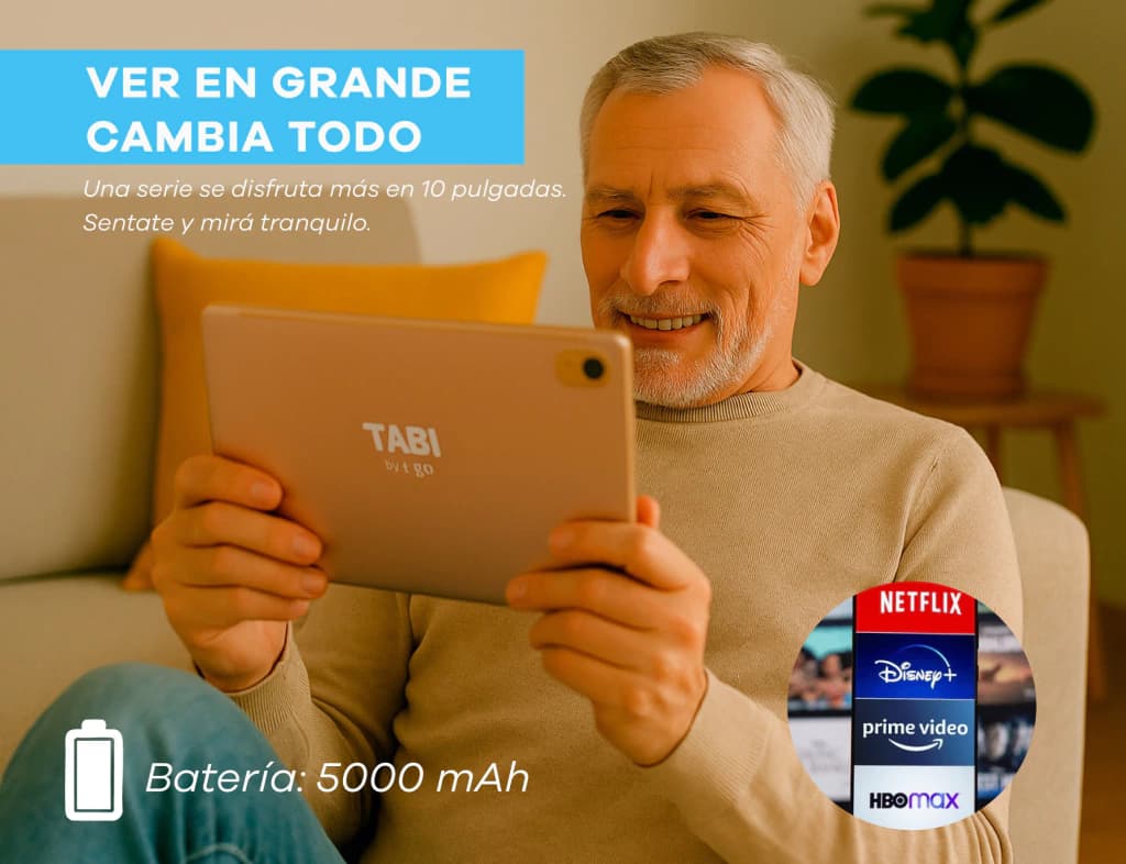 Tablet T-GO Atlas 10" Android 14 con Funda Libro — GRIS