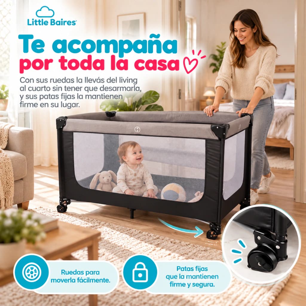 Practicuna Plegable Cuna Corralito Portátil | Little Baires