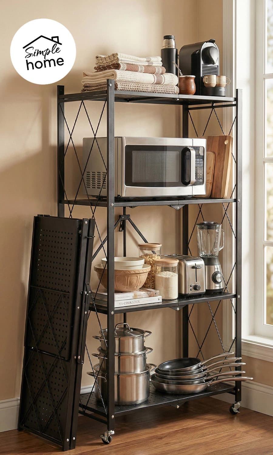 Estantería Plegable de Metal 4 Niveles | Línea Simple Home Toronto