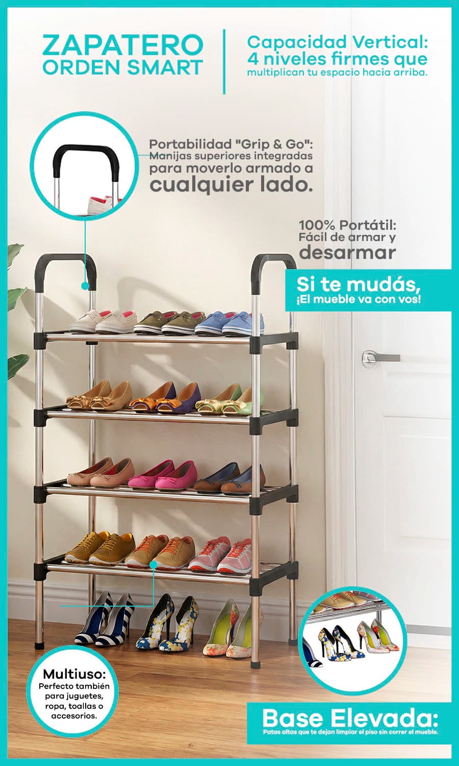 Zapatero Organizador 4 Niveles | Línea Seúl Simple Home