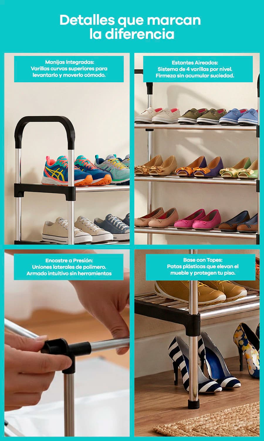 Zapatero Organizador 4 Niveles | Línea Seúl Simple Home