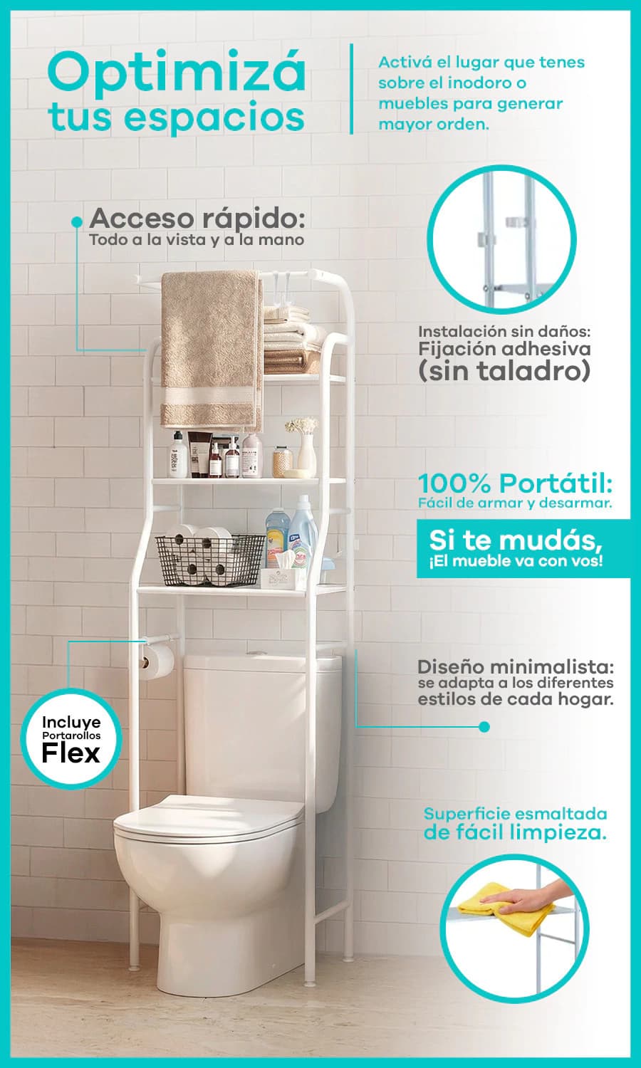 Mueble Organizador Sobre Inodoro | Línea Simple Home Seúl