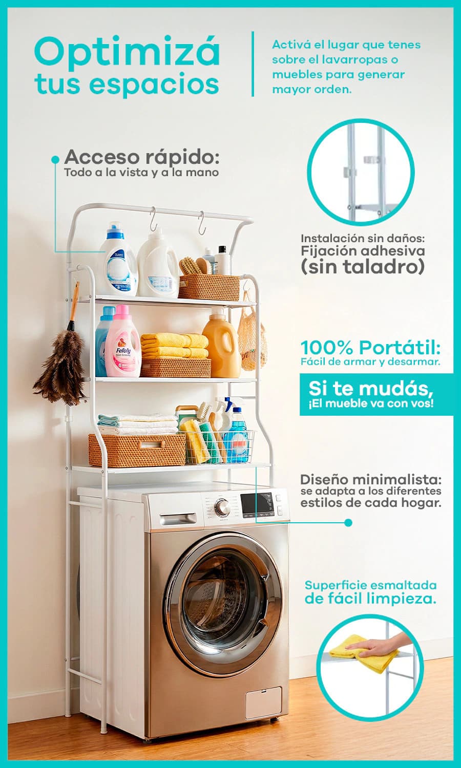 Mueble Organizador Vertical 3 Estantes | Línea Simple Home Seúl