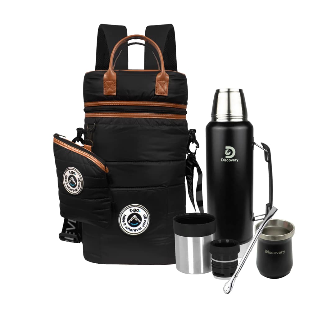 Kit Matero Termo 1.3 Lts + Mate + Bombilla + Mochila Matera Morral | T-Go