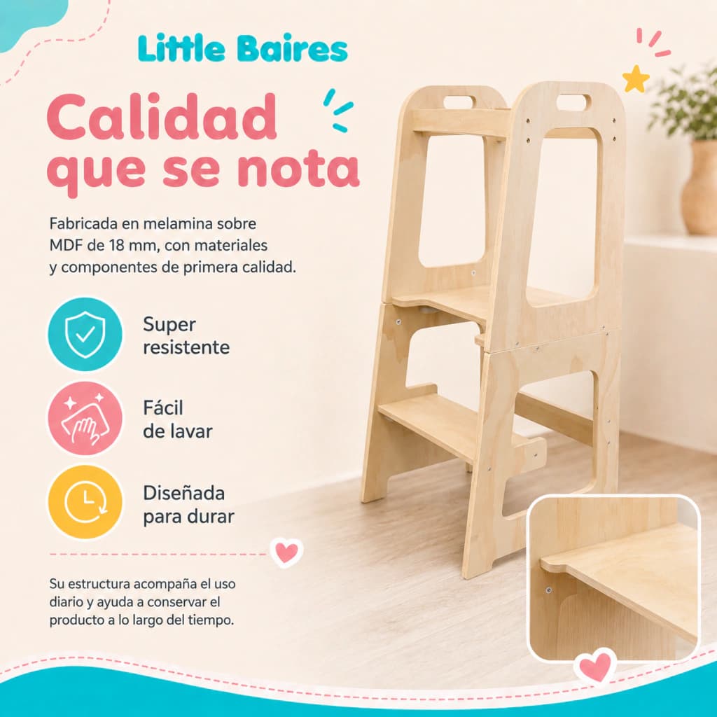 Torre de Aprendizaje Montessori 2 en 1 Convertible Escritorio