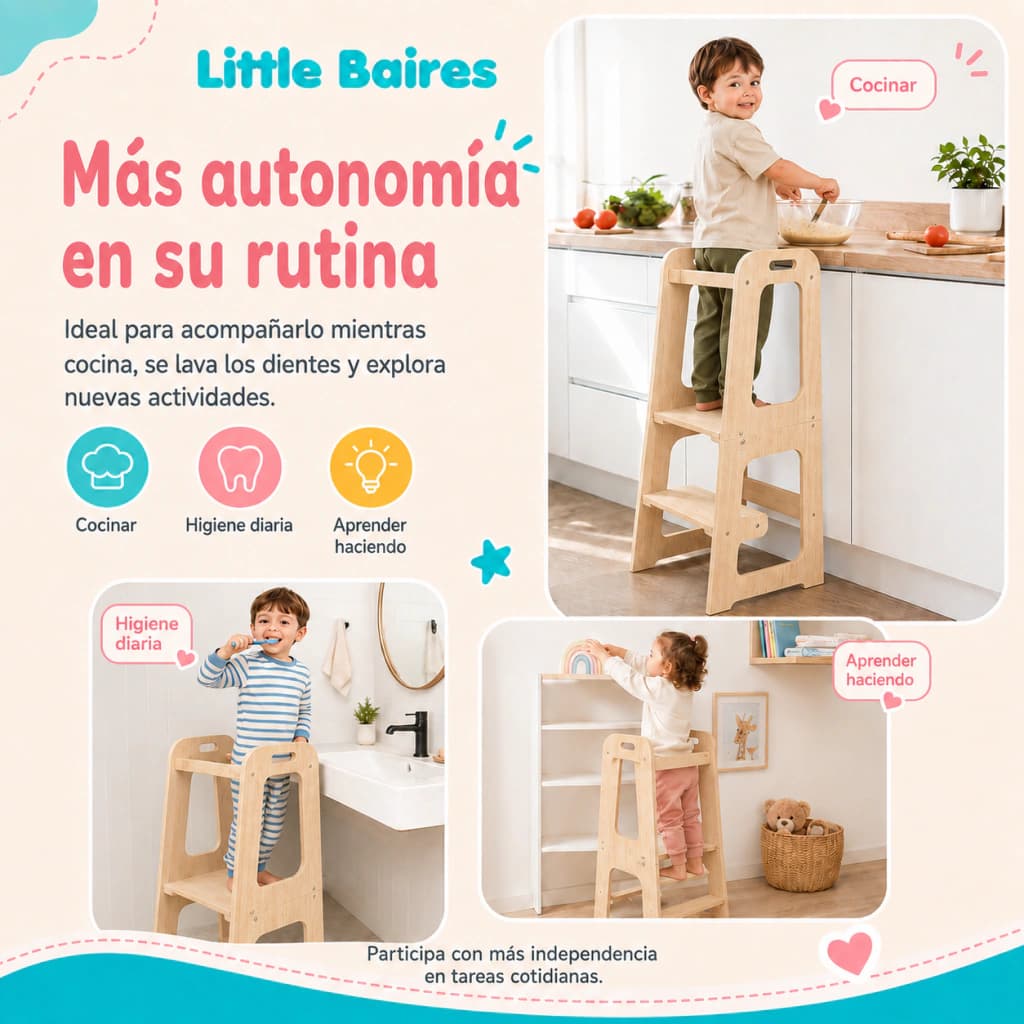Torre de Aprendizaje Montessori 2 en 1 Convertible Escritorio