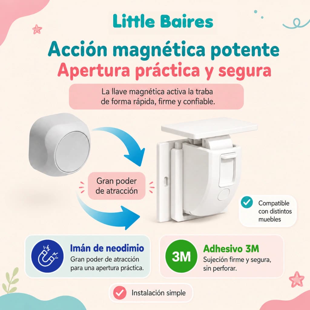 Traba de Seguridad Magnética Oculta para Muebles | 3M