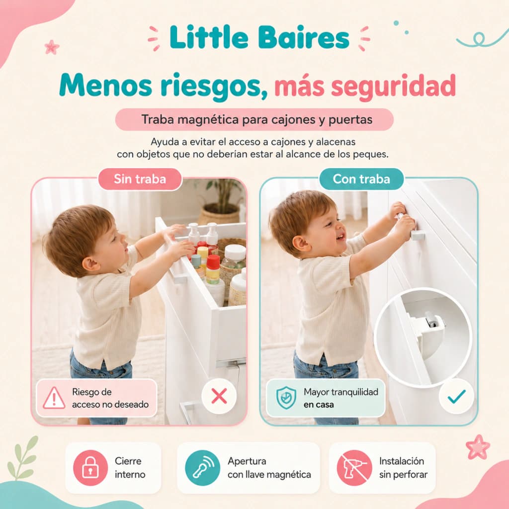 Traba de Seguridad Magnética Oculta para Muebles | 3M