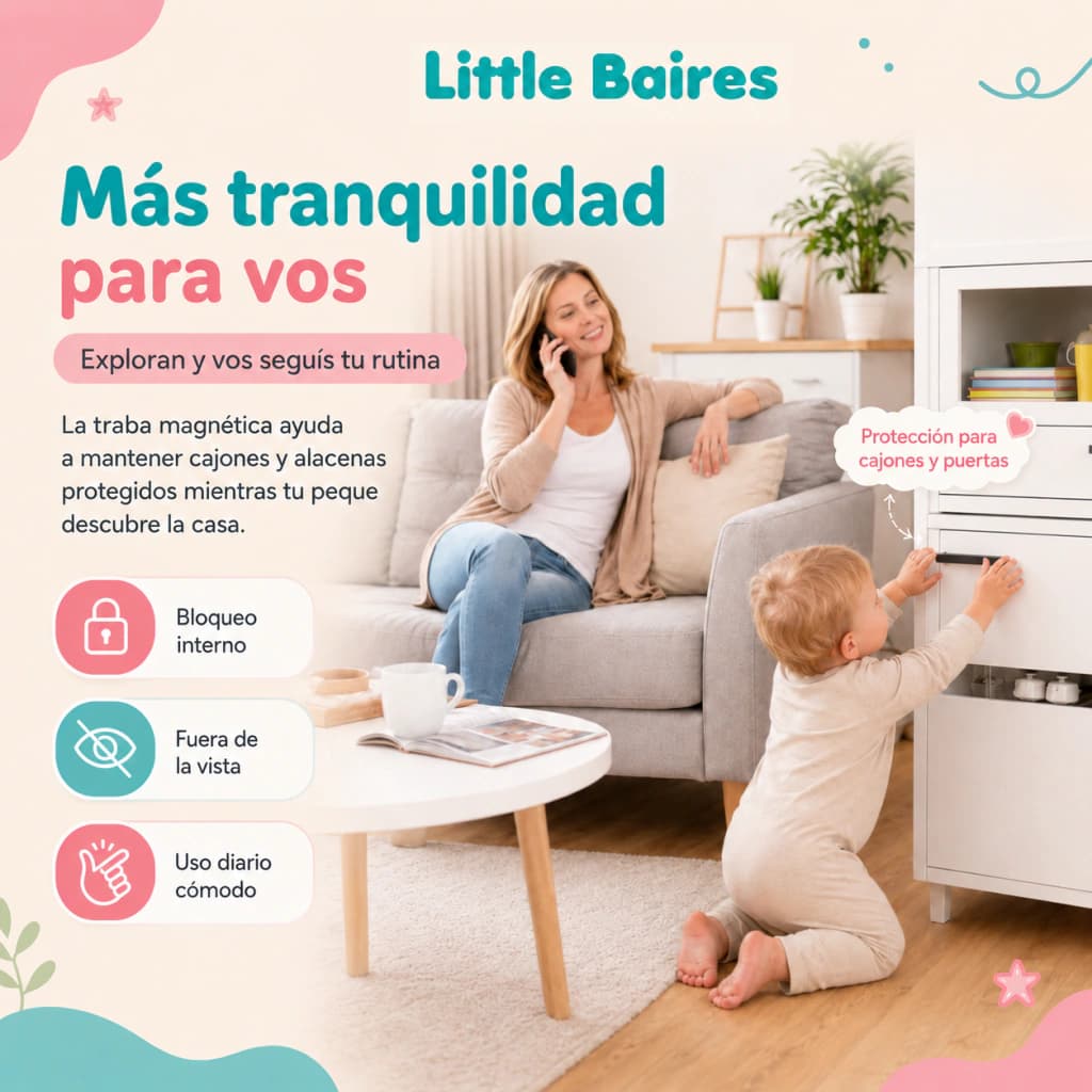 Traba de Seguridad Magnética Oculta para Muebles | 3M