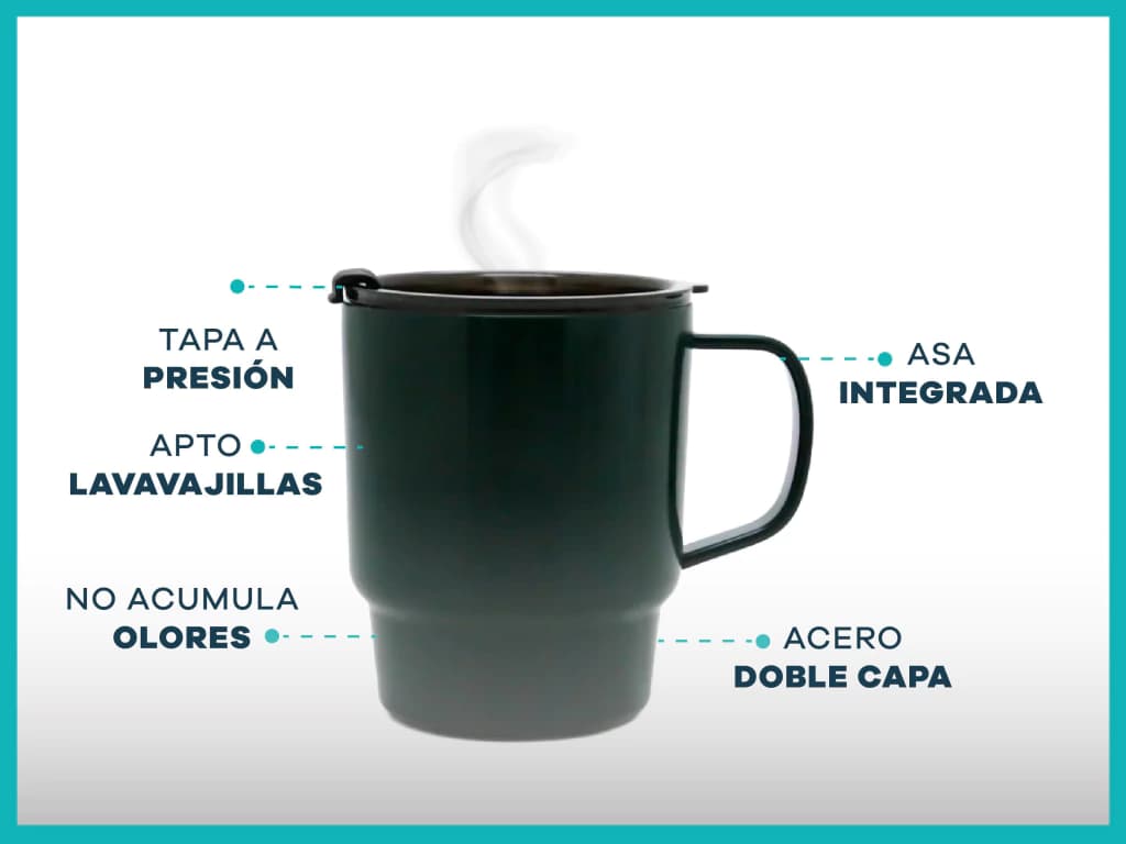 Vaso Térmico Con Tapa Discovery - Taza térmica de acero inoxidable — Negro