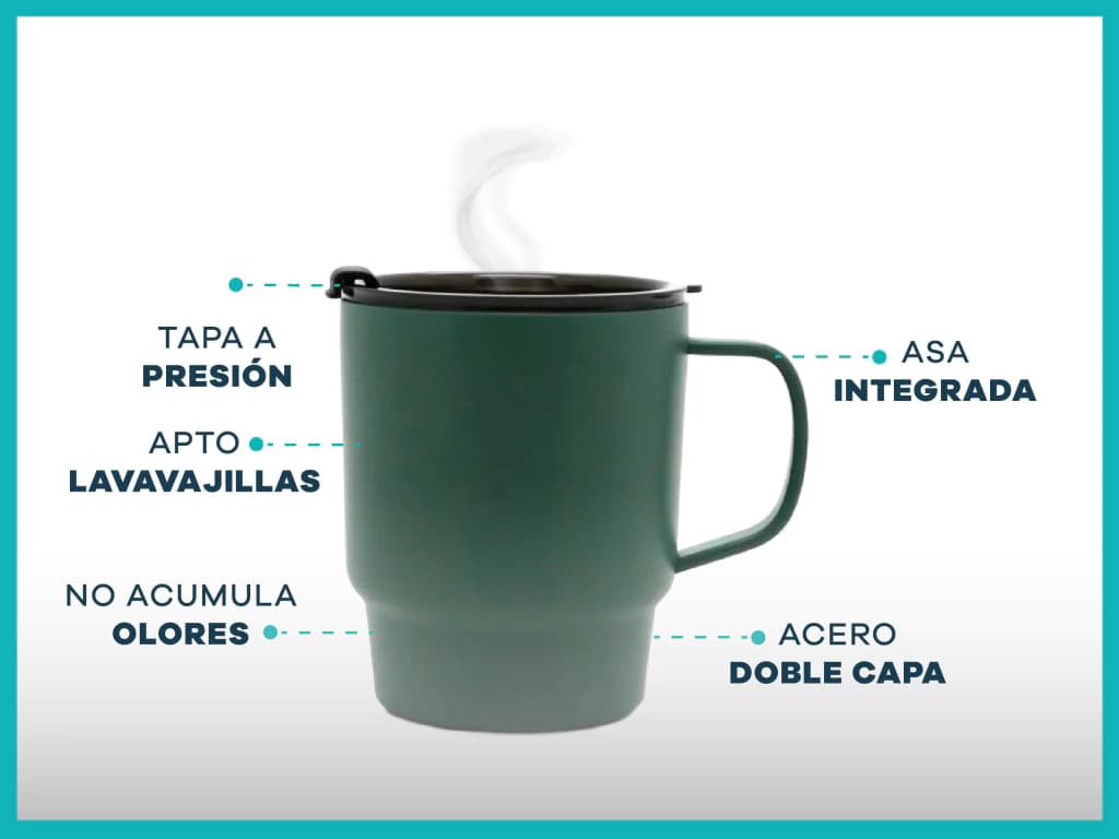 Vaso Térmico Con Tapa Discovery - Taza térmica de acero inoxidable — Verde