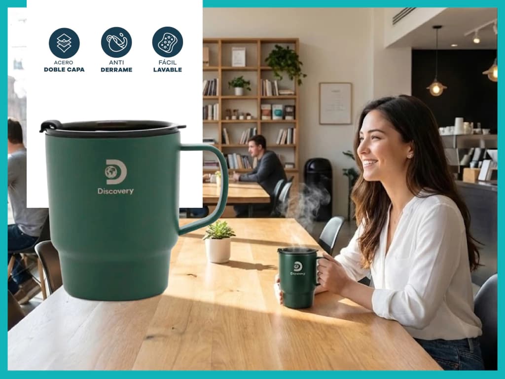 Vaso Térmico Con Tapa Discovery - Taza térmica de acero inoxidable — Verde