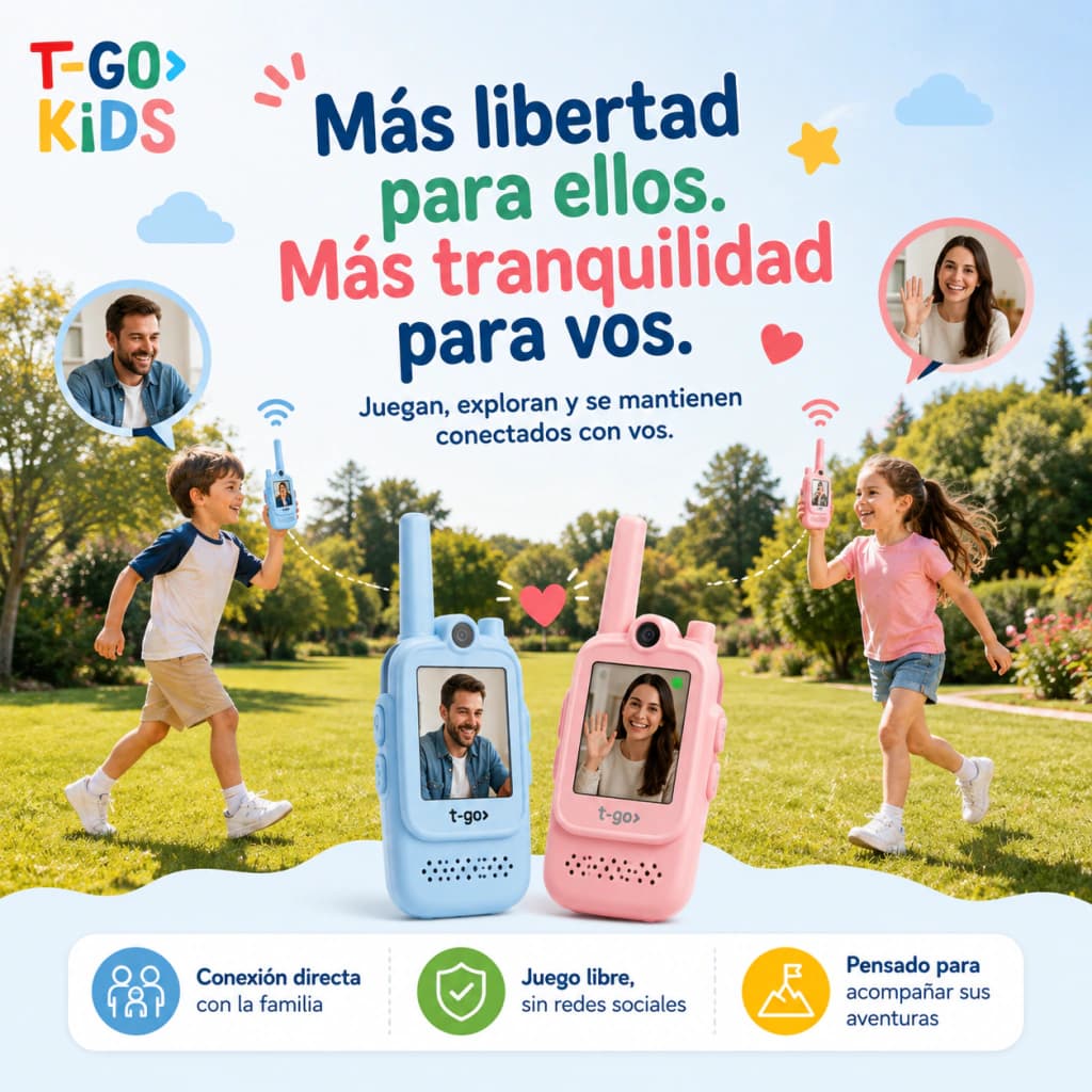 Pack x2 Walkie Talkies para Niños con Videochat | T-go Kids — Celeste