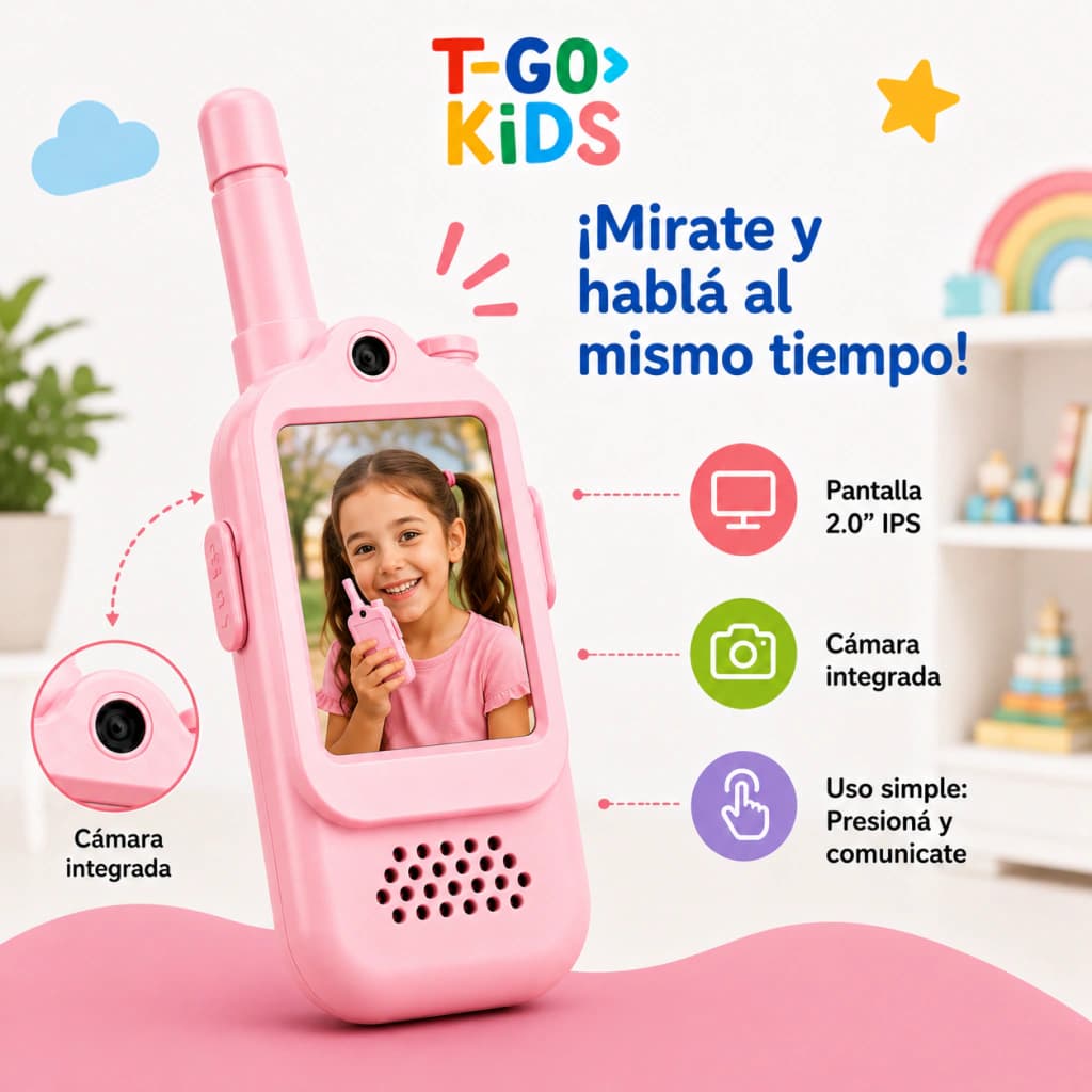 Pack x2 Walkie Talkies para Niños con Videochat | T-go Kids — Celeste
