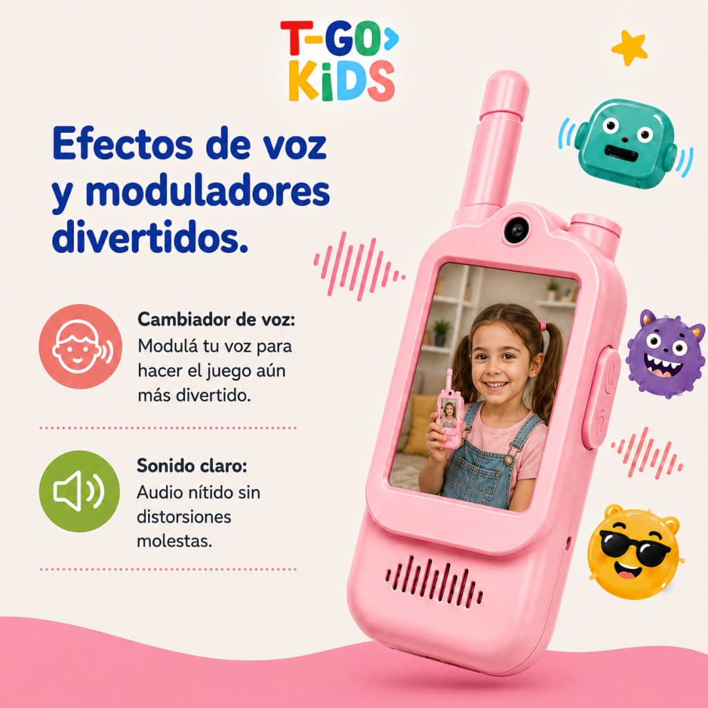 Pack x2 Walkie Talkies para Niños con Videochat | T-go Kids — Celeste