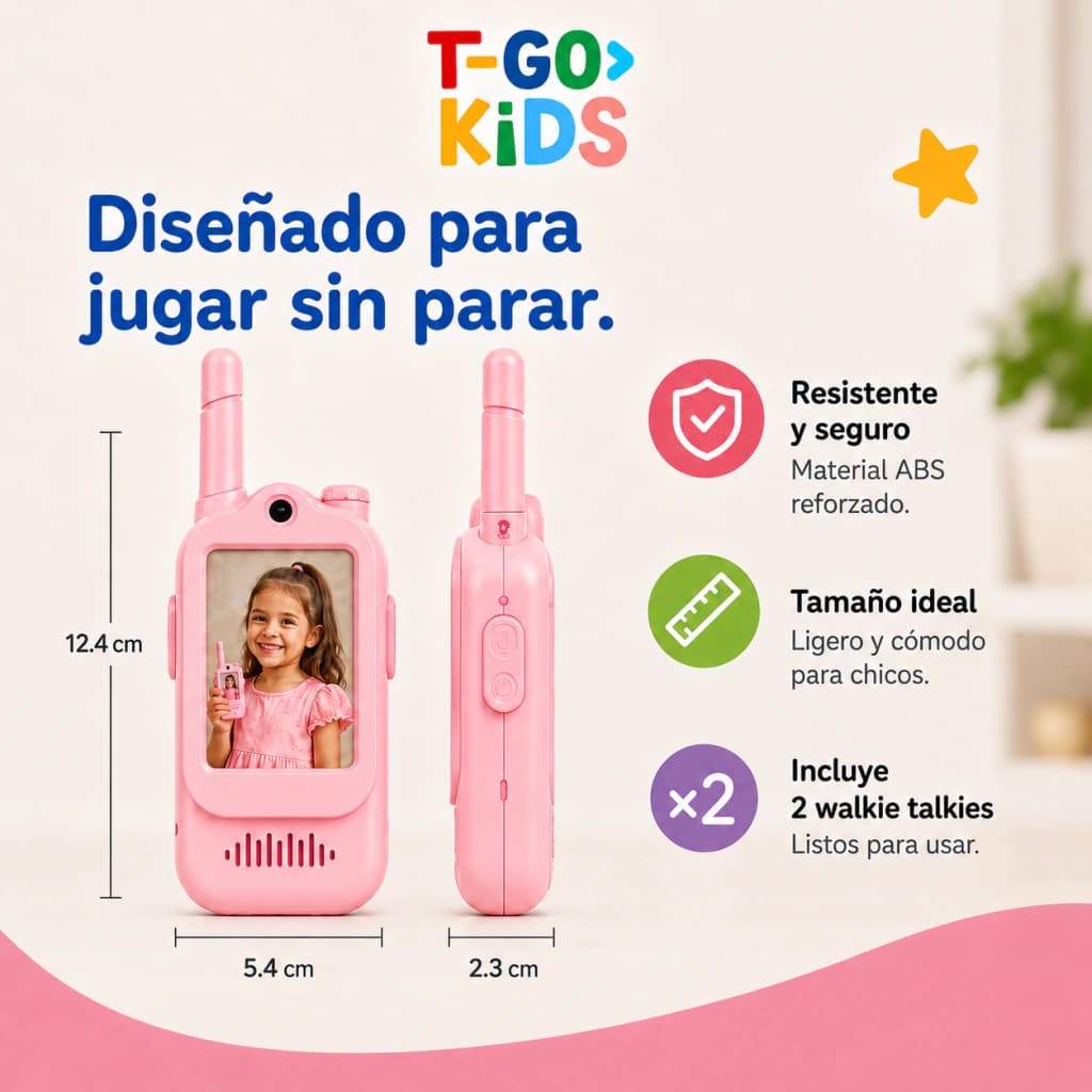 Pack x2 Walkie Talkies para Niños con Videochat | T-go Kids — Celeste
