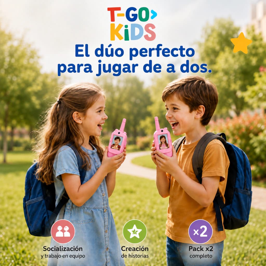 Pack x2 Walkie Talkies para Niños con Videochat | T-go Kids — Celeste