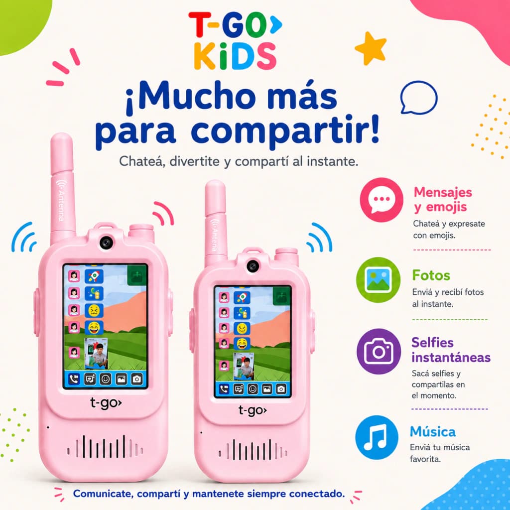 Pack x2 Walkie Talkies para Niños con Videochat | T-go Kids — Celeste