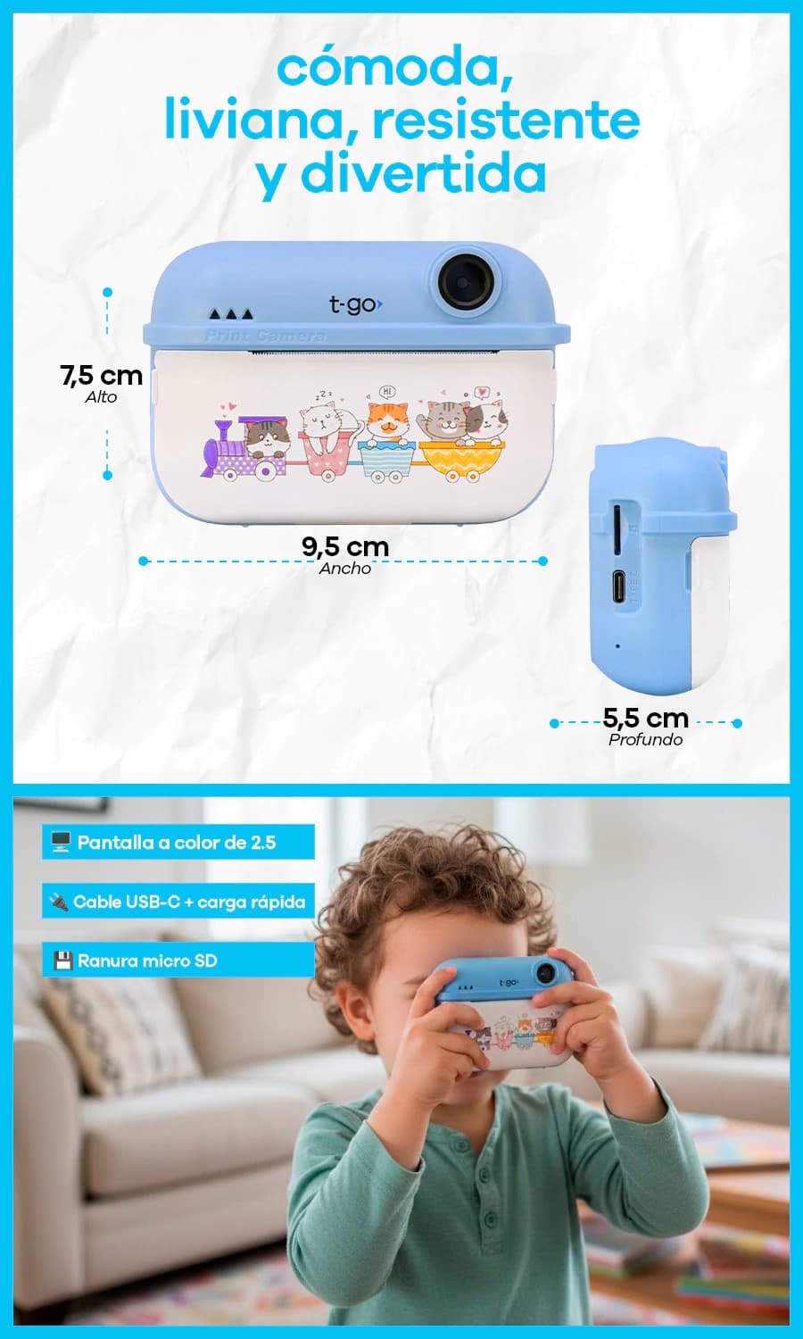 Cámara Mini Impresora Térmica Portátil 1080p Video / W067 — Lila